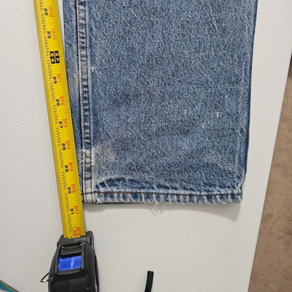 Vintage Levis 505 Orange Tab Jeans 38x31 Light‎ Wash USA Grunge Distressed Retro